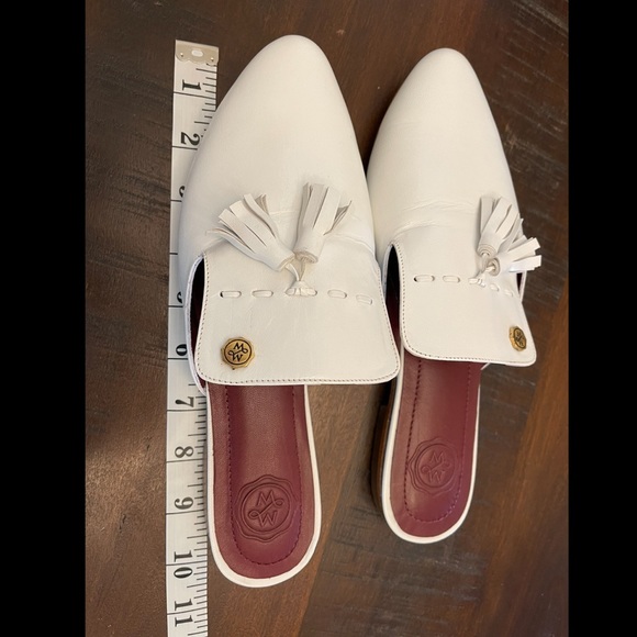 Monica Marquez White Leather Mules w/Tassels Size 5.5 (See Notes) - Picture 7 of 9